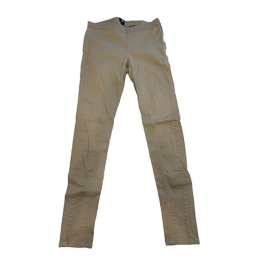 H&M Straight Leg Mid Rise Beige Casual Chino Pants w/ Side Zip Women's Size 8